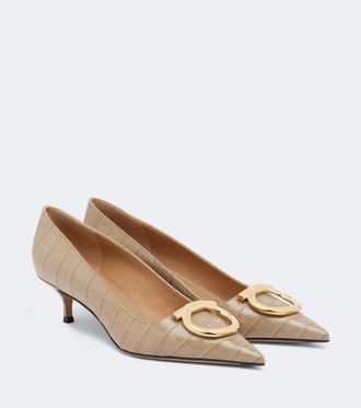 Ferragamo Lara Gancini croc-effect leather pumps