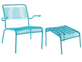 Schubiger M&ouml;bel Spaghetti-Lounger + Hocker S&auml;ntis mit Armlehnen