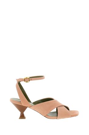 MARIA LUCA Pink Osanna Suede Square Toe Sandals