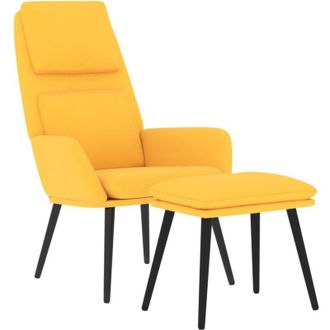vidaXL Sill&oacute;n De Relax Con Reposapi&eacute;s Tela Amarillo Mostaza Vidaxl