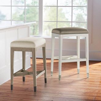 Frontgate Easton Backless Bar & Counter Stool - 26 Counter Height, Canyon Gray Counter Stool, White Linen Performance - Frontgate