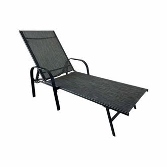 Mobili Rebecca Tumbona plegable de acero y poli&eacute;ster gris oscuro