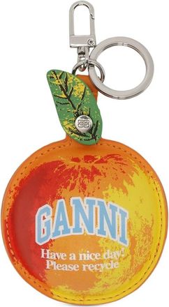 Ganni Oranje sleutelhanger met drukknoopsluiting - Dames - Sleutelhangers & Tashangers - Oranje - ONE Size - Leer - Accessoires