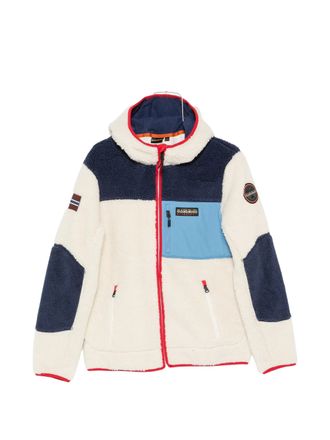 Napapijri Off-White Yupik Color-Blocked Hooded Fleece Jacket