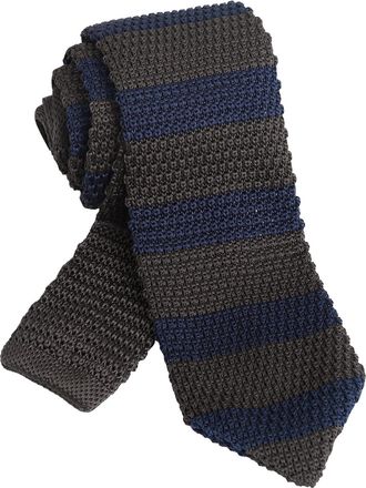 Alizeal Mens Vintage Multi-colored Casual Knitted Neckties, Navy+Coffee Stripe