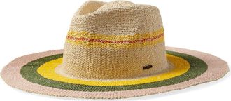 Brixton Pauma Straw Fedora in Natural/soft Pink/olive/yellow at Nordstrom Rack, Size X-Small