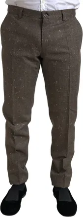 Dolce & Gabbana Brown Wool Dress Skinny Men Trouser Mens Pants