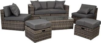 Wanderlust Deco Set mesa, sofá 2 sillones y 2 reposapiés de color gris