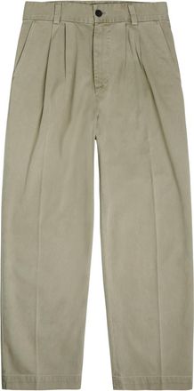 A Gold E Agolde Slater Pleated Straight-leg Cotton Trousers - Beige - 28 (W28 / XS)