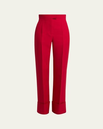 Valentino Garavani Wool-Silk Straight-Leg Cuffed Pants