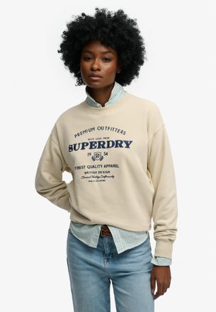 Superdry Sweatshirt SUPERDRY LUXE CASUAL EMB LOOSE CREW, Damen, Gr. XL, peyote beige, Sweatware, Obermaterial: 100% Baumwolle, bedruckt, relaxed fit normal, Ru