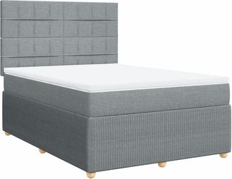 vidaXL Vidaxl - Cama Box Spring Con Colch&oacute;n Tela Gris Claro 140x190 Cm