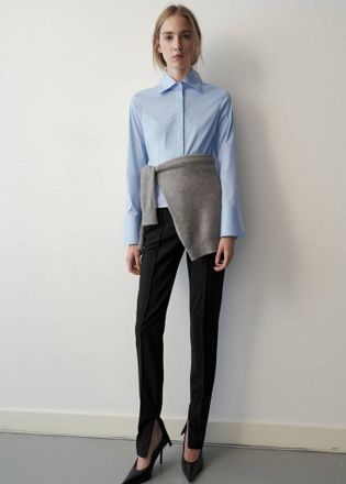 Mango Camicia popeline crop celeste - Donna - XS - MANGO