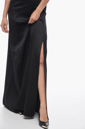 Burberry Maxidress JANIE in Satin di Seta con Scollo Drappeggiato Burberry