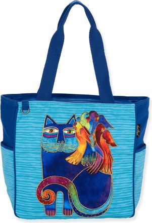 Laurel Burch Catmandu Tote Bag Spacious Shoulder Bag with Vibrant Cat Print