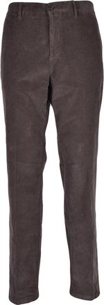 Cruna Straight-Leg Brown Stretch Trousers with Classic Waistband and Tapered Fit