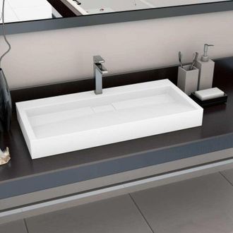 vidaXL Lavandino 100x46x11 cm Blocco in Marmo/Minerale Bianco - Vidaxl