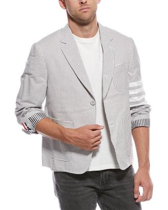 Thom Browne Funmix Seersucker 4-Bar Sack Jacket