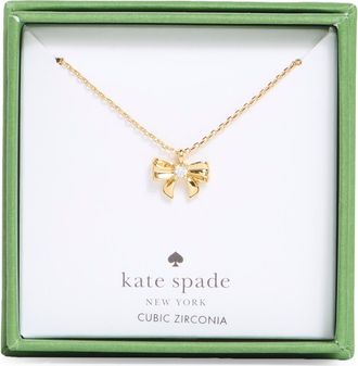 Kate Spade New York Mini Bow Pendant Necklace in Clear/Gold at Nordstrom Rack