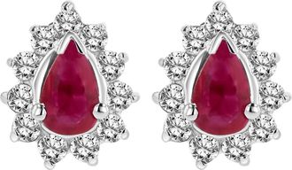 Diana M. Jewels 0.80cttw Diamond and Natural Heated Ruby Earring in 14k Gold