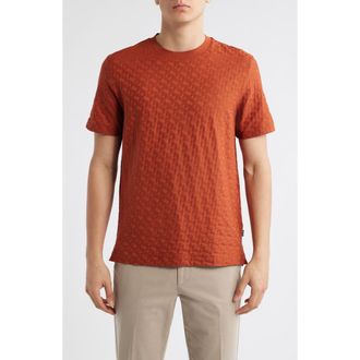 BOSS Thompson Logo Jacquard Cotton T-Shirt in Dark Orange at Nordstrom, Size Small