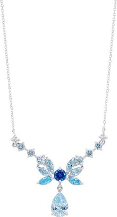 Savvy Cie Jewels Silver Cz Drop Necklace