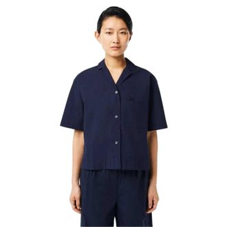 Lacoste Dames-shirt met borduursel en relaxte pasvorm (Marineblauw)