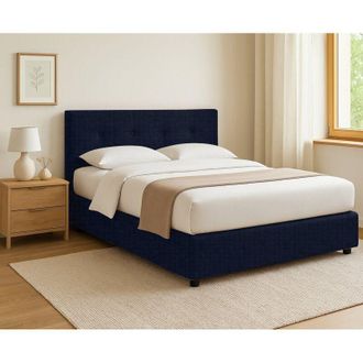 Dmora Cama Doble Preston, Desenfundable, Hecho En Italia, Violeta Oscuro