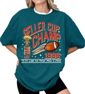 Generic Geller Cup Shirt Friends TV Show Tee Football Trophy Graphic Tee Retro 1996 Geller Bowl Shirt Shirt Funny Thanksgiving Football Shirt Short Sleeve Top