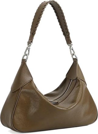 Generic Hifashion Trendy Genuine Leather Underarm Shoulder Bags For Women Crossbody Hobos Half Moon Ladies Handbags(Green)