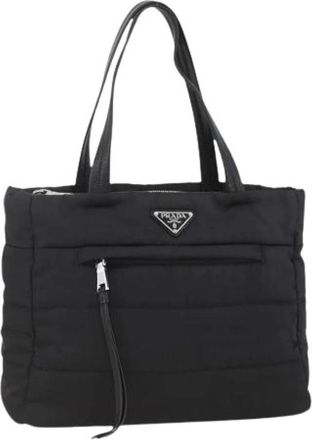 Prada Pre-owned Tote Bags, female, Black, Size: ONE SIZE Pre-owned Vintage Nylon Tote Bag