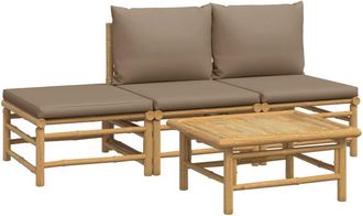 vidaXL Vidaxl - Set De Muebles De Jard&iacute;n 4 Piezas Bamb&uacute; Y Cojines Gris Taupe