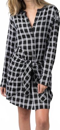 Rag & Bone Tie Plaid Mini Dress In Black / Heather Grey