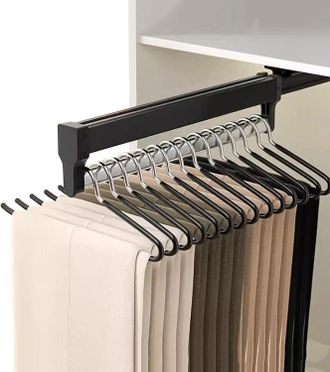 OEM Cintre Extensible - Capacidad De Carga 25 Kg - Para 30 A 40 Pantalones - Acero Laminado En Fr&iacute;o Y Pl&aacute;stico Reforzado - Negro