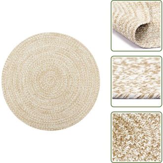 vidaXL The Living Store Tappeto Artigianale in Juta Bianco e Naturale 120 cm - Tappeto artigianale