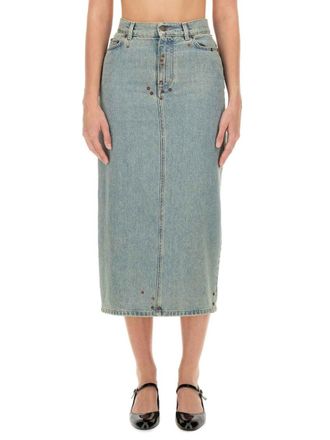 Moschino Denim Solid Midi Skirt