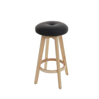 Hhg Hhg - Lote De 2 Taburetes De Bar Navan, Taburete De Bar Taburete De Barra, Madera Imitaci&oacute;n Cuero Giratorio, Negro, Patas Claras