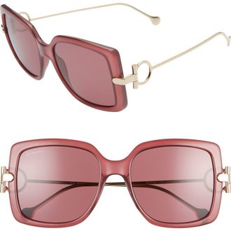 Ferragamo Salvatore Ferragamo Gancio 55mm Square Sunglasses in Wine at Nordstrom Rack
