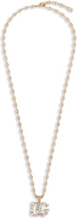 Dolce & Gabbana logo-pendant necklace - women - glass/Zirconium/Brass - One Size - Gold