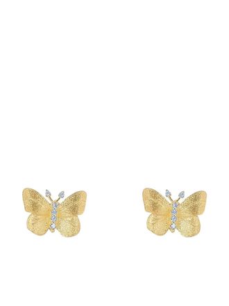 Tanya Farah Fine Jewelry 18K yellow gold small Butterfly diamond earrings - women - 18kt Yellow Gold/Diamond - One Size