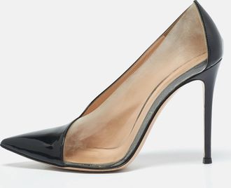 Gianvito Rossi Black Patent Leather And Pvc Plexi Pointed Toe Pumps