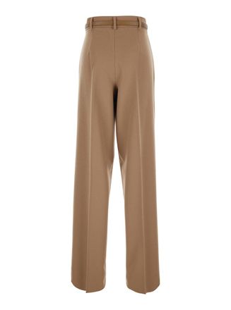Max Mara High-Waisted Wool Blend Trousers - Beige