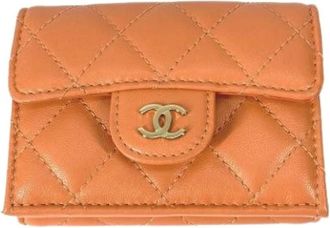 Chanel Pre-owned Wallets, female, Orange, Size: ONE SIZE Pre-owned Tri-fold Wallet