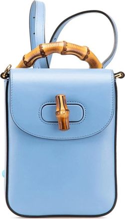 Gucci Pre-owned Backpacks, female, Blue, Size: ONE SIZE Pre-owned Bamboo 1947 Small Shoulder Bag