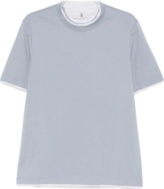 Brunello Cucinelli Brunello Cucinelli, T-Shirts, male, Blue, Size: 3XL Jersey Crew Neck T-Shirt