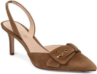 Veronica Beard Lenora Leather Slingback Pump in Chestnut Leather at Nordstrom, Size 6.5