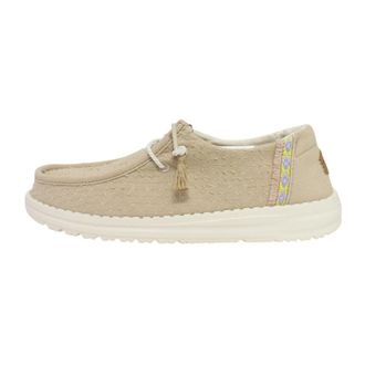 Hey Dude Geperforeerde mocassins van imitatieleer met franjes - Dames - Veterschoenen - Beige - 41 EU - Leer - Schoenen