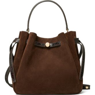 Tory Burch Romy Suede Bucket Bag in Dark Cocoa at Nordstrom