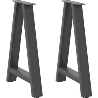vidaXL Vidaxl - Patas Para Mesa De Comedor En Forma De A (2 Unidades), Antracita, 50 X (72-73) Cm, Acero