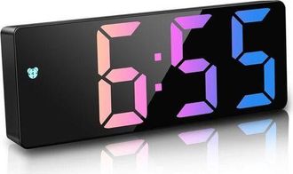 OEM Pieza - Reloj Despertador De Mesita De Noche Led Con Caracteres Grandes Y Pantalla Colorida Sencilla - 0725 Caja Negra, Esfera Negra, Modelo D